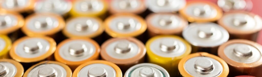 Alkaline used batteries AA type. Battery recycling